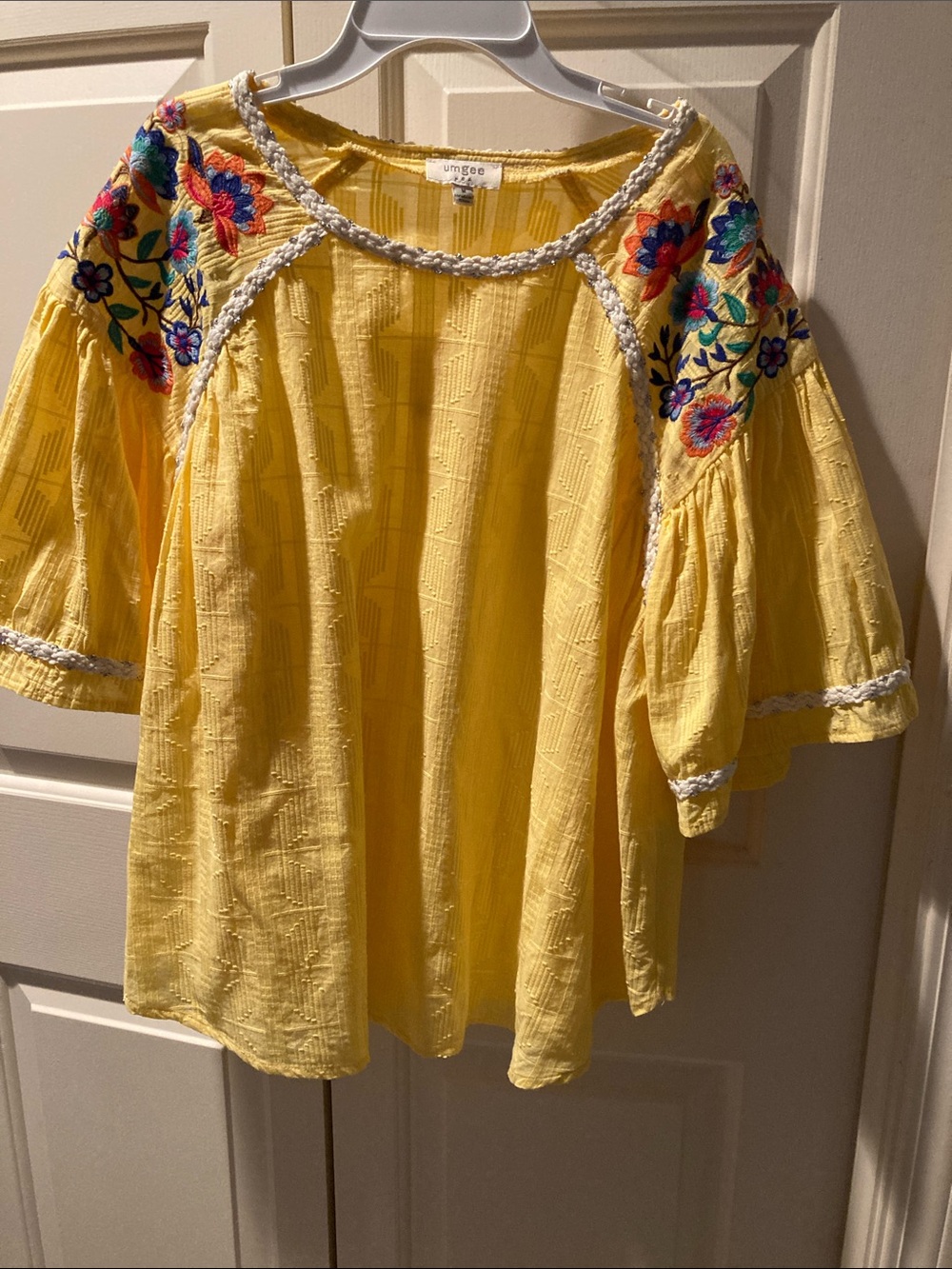 Umgee Yellow Embroidered Peasant Tunic
